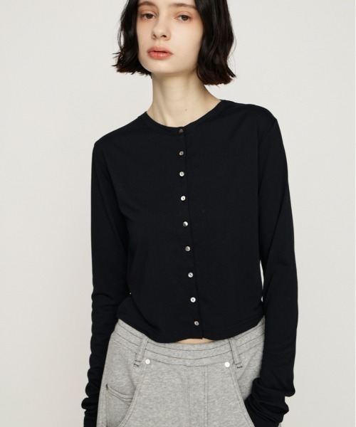 SLY（スライ）の「UV CUT CREWNECK C/D ユーブイカットクルーネックカーディガン 春服 夏服（カーディガン/ボレロ・レディース・クリアレッド/杢グレー/ブラック・FREE）」の2枚目の写真