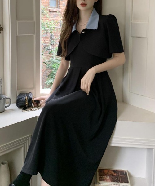 &soiree(アンドソワレ)の「ミニジャケットレイヤードワンピース(ワンピース・レディース・ブラック・MEDIUM/LARGE/X-LARGE)」の1枚目の写真