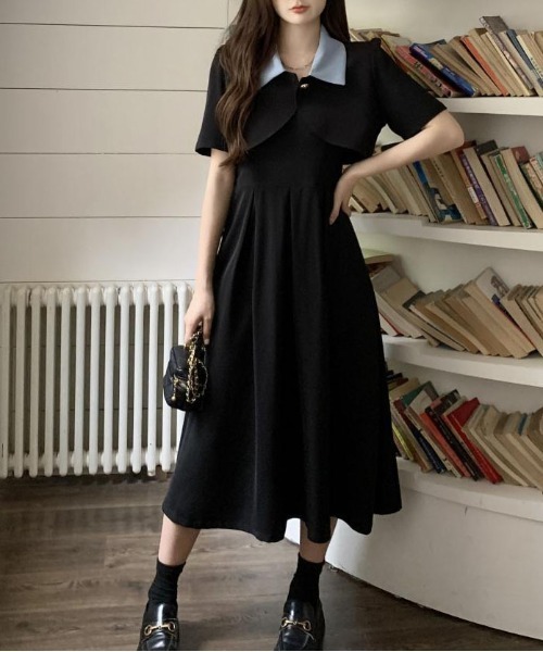 &soiree(アンドソワレ)の「ミニジャケットレイヤードワンピース(ワンピース・レディース・ブラック・MEDIUM/LARGE/X-LARGE)」の4枚目の写真