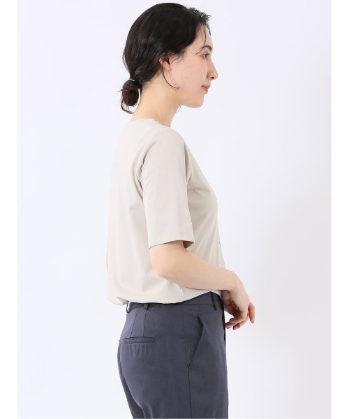 m.f.editorial(エムエフエディトリアル)の「【綺麗目 ストレッチ 接触冷感】m.f.エディトリアル レディース 配色ライン クルーネック 半袖 プルオーバー(Tシャツ/カットソー・レディース・ブラック/ホワイト/ライトグレー・MEDIUM/LARGE)」の20枚目の写真