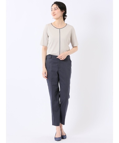 m.f.editorial(エムエフエディトリアル)の「【綺麗目 ストレッチ 接触冷感】m.f.エディトリアル レディース 配色ライン クルーネック 半袖 プルオーバー(Tシャツ/カットソー・レディース・ブラック/ホワイト/ライトグレー・MEDIUM/LARGE)」の21枚目の写真