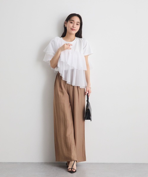 Futier land(フューティアランド)の「シフォンドッキングフリルTシャツ(Tシャツ/カットソー・レディース・ホワイト/ホワイト系その他/ブラック・MEDIUM/LARGE)」の9枚目の写真