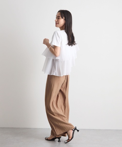 Futier land(フューティアランド)の「シフォンドッキングフリルTシャツ(Tシャツ/カットソー・レディース・ホワイト/ホワイト系その他/ブラック・MEDIUM/LARGE)」の11枚目の写真