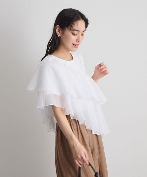 Futier land(フューティアランド)の「シフォンドッキングフリルTシャツ(Tシャツ/カットソー・レディース・ホワイト/ホワイト系その他/ブラック・MEDIUM/LARGE)」の8枚目の写真