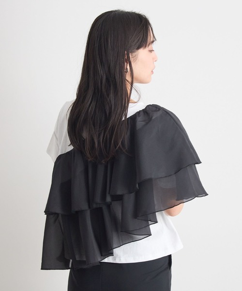 Futier land(フューティアランド)の「シフォンドッキングフリルTシャツ(Tシャツ/カットソー・レディース・ホワイト/ホワイト系その他/ブラック・MEDIUM/LARGE)」の14枚目の写真