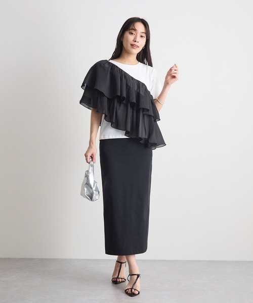 Futier land(フューティアランド)の「シフォンドッキングフリルTシャツ(Tシャツ/カットソー・レディース・ホワイト/ホワイト系その他/ブラック・MEDIUM/LARGE)」の19枚目の写真