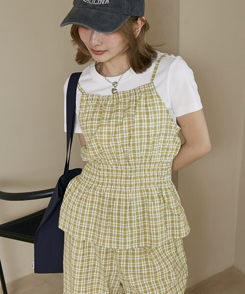 PUBLUX(パブリュクス)の「PUBLUX/パブリュクス シャーリング キャミソール × ショートパンツ セットアップ 限定展開(キャミソール・レディース・ベージュ/ブルー/イエロー・フリ-)」の22枚目の写真