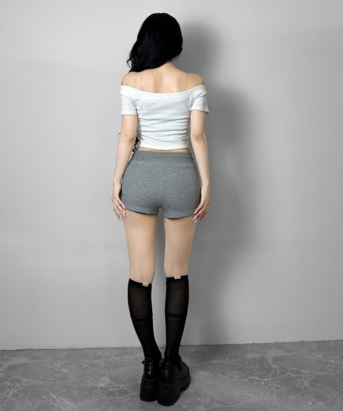 FOLLOWIN（フォロウィン）の「【3COLOR/カップ付き】フェイクポケットオフショルダートップス（Tシャツ/カットソー・レディース・ホワイト/ブラック/グレー・FREE）」の9枚目の写真