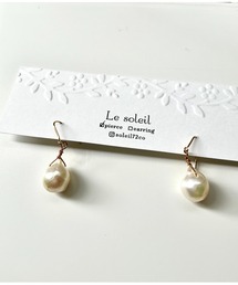 【Le soleil】宇和島産  あこや真珠ピアス(MA)