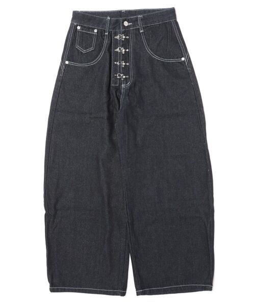 おしゃれスタ(オシャレスタ)の「バックルデザインワイドデニムパンツ(デニムパンツ・レディース・ブラック・S/M/L/XL)」の8枚目の写真