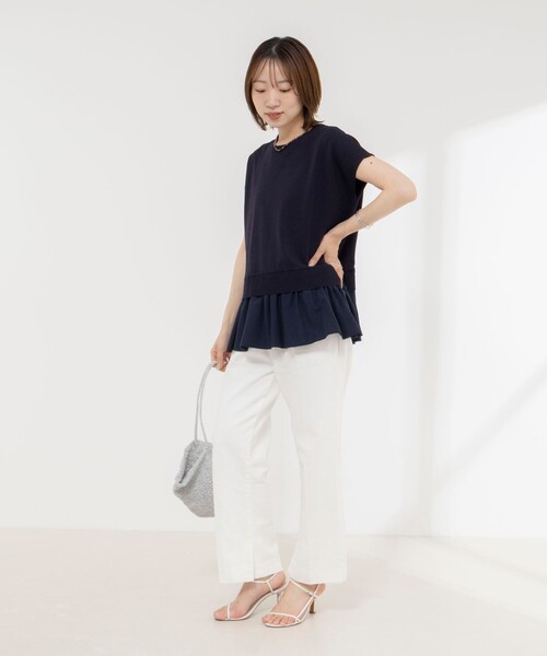 NOLLEY’S(ノーリーズ)の「《手洗い可能》【BECシリーズ】裾フリルプルオーバー(ニット/セーター・レディース・オフホワイト/ダークネイビー・38)」の14枚目の写真