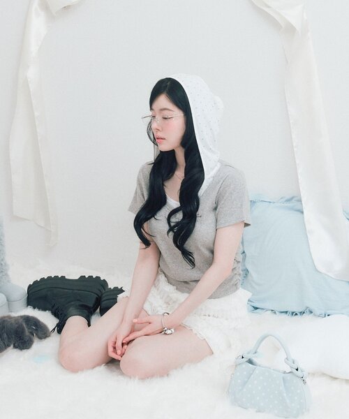OLIVE des OLIVE(オリーブデオリーブ)の「Milky Star フードTシャツ(Tシャツ/カットソー・レディース・トップグレー/サックスブルー/ブラック・FREE)」の14枚目の写真