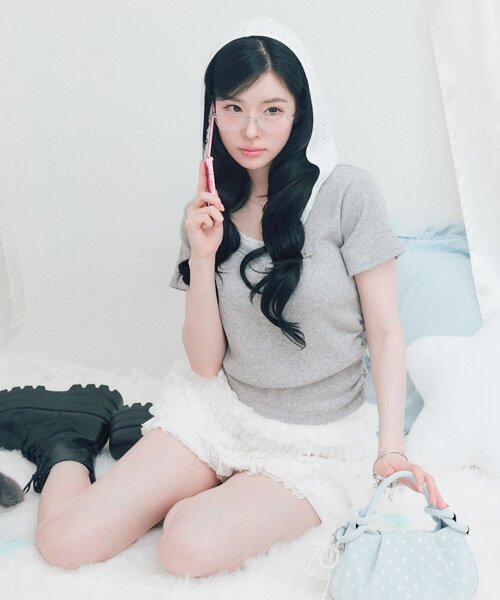 OLIVE des OLIVE(オリーブデオリーブ)の「Milky Star フードTシャツ(Tシャツ/カットソー・レディース・トップグレー/サックスブルー/ブラック・FREE)」の15枚目の写真