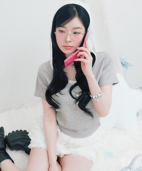 OLIVE des OLIVE(オリーブデオリーブ)の「Milky Star フードTシャツ(Tシャツ/カットソー・レディース・トップグレー/サックスブルー/ブラック・FREE)」の17枚目の写真