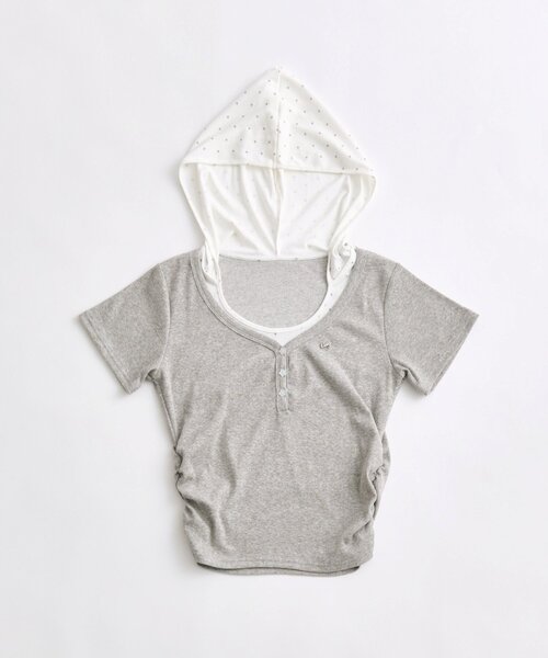 OLIVE des OLIVE(オリーブデオリーブ)の「Milky Star フードTシャツ(Tシャツ/カットソー・レディース・トップグレー/サックスブルー/ブラック・FREE)」の18枚目の写真