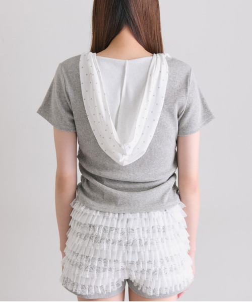 OLIVE des OLIVE(オリーブデオリーブ)の「Milky Star フードTシャツ(Tシャツ/カットソー・レディース・トップグレー/サックスブルー/ブラック・FREE)」の4枚目の写真