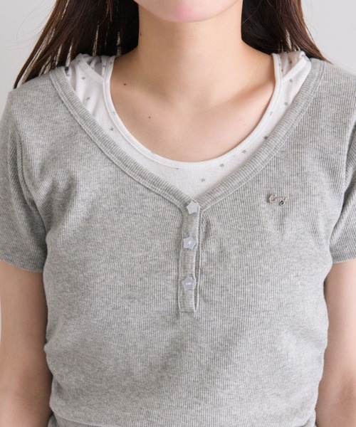OLIVE des OLIVE(オリーブデオリーブ)の「Milky Star フードTシャツ(Tシャツ/カットソー・レディース・トップグレー/サックスブルー/ブラック・FREE)」の6枚目の写真