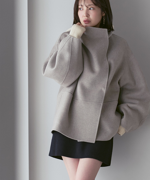 Noble（ノーブル）の「Super160ウール/FOXショートコート（その他アウター・レディース・チャコールグレー/ベージュ/ブラウン・36/38）」の3枚目の写真