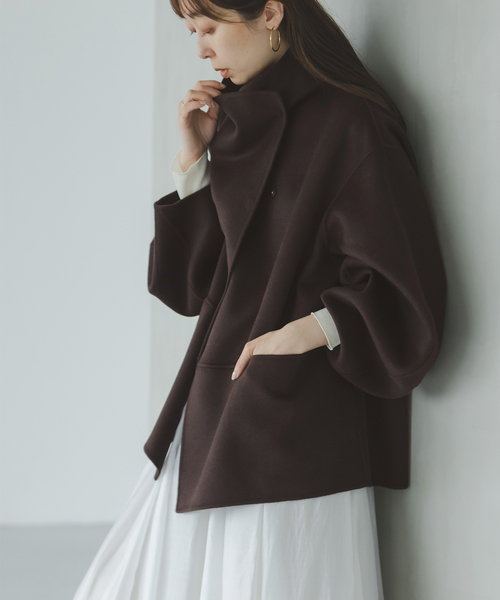 Noble（ノーブル）の「Super160ウール/FOXショートコート（その他アウター・レディース・チャコールグレー/ベージュ/ブラウン・36/38）」の2枚目の写真