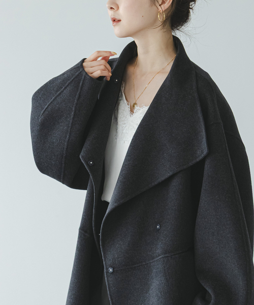 Noble（ノーブル）の「Super160ウール/FOXショートコート（その他アウター・レディース・チャコールグレー/ベージュ/ブラウン・36/38）」の8枚目の写真