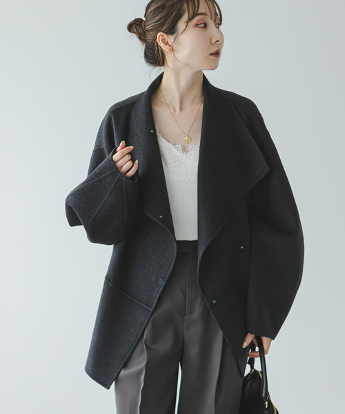 Noble（ノーブル）の「Super160ウール/FOXショートコート（その他アウター・レディース・チャコールグレー/ベージュ/ブラウン・36/38）」の9枚目の写真