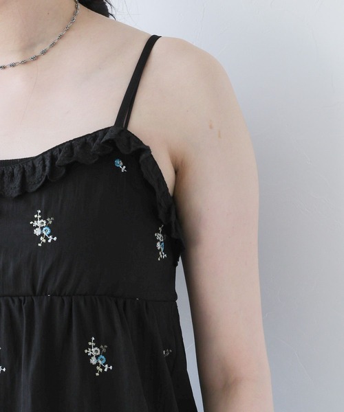 RAGEBLUE(レイジブルー)の「フラワー刺繍ミニワンピース(チュニック・レディース・ブラウン/ブラック・FREE)」の14枚目の写真