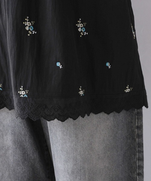 RAGEBLUE(レイジブルー)の「フラワー刺繍ミニワンピース(チュニック・レディース・ブラウン/ブラック・FREE)」の15枚目の写真