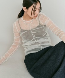 シャーリング シアー トップス / 2Way Shirred Sheer Top