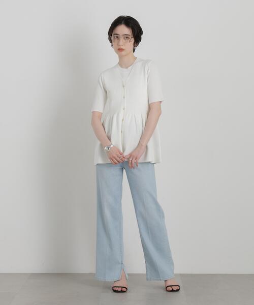 NANO universe(ナノユニバース)の「SUMMER VEIL KNIT ペプラムニットカーディガン(ニット/セーター・レディース・ホワイト/ブラック・FREE)」の20枚目の写真