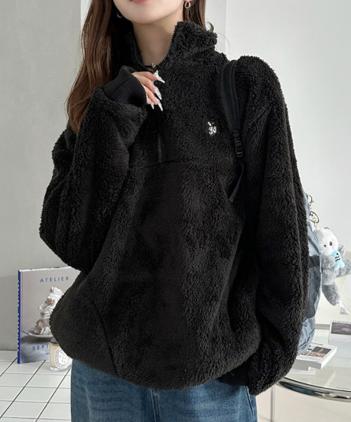 U.S. POLO ASSN.（ユーエスポロアッスン）の「【U.S. POLO ASSN. 】ダブルフェイス ボアフリース ハーフジップ プルオーバー（その他トップス・レディース・ネイビー/アイボリー/ブラック・M/L）」の14枚目の写真