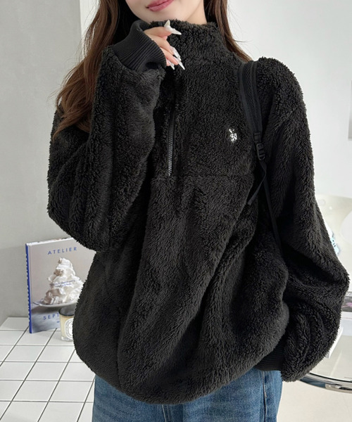 U.S. POLO ASSN.（ユーエスポロアッスン）の「【U.S. POLO ASSN. 】ダブルフェイス ボアフリース ハーフジップ プルオーバー（その他トップス・レディース・ネイビー/アイボリー/ブラック・M/L）」の10枚目の写真
