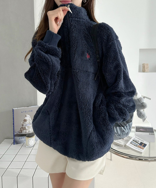 U.S. POLO ASSN.（ユーエスポロアッスン）の「【U.S. POLO ASSN. 】ダブルフェイス ボアフリース ハーフジップ プルオーバー（その他トップス・レディース・ネイビー/アイボリー/ブラック・M/L）」の17枚目の写真