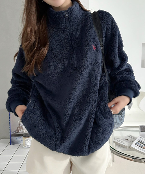 U.S. POLO ASSN.（ユーエスポロアッスン）の「【U.S. POLO ASSN. 】ダブルフェイス ボアフリース ハーフジップ プルオーバー（その他トップス・レディース・ネイビー/アイボリー/ブラック・M/L）」の16枚目の写真