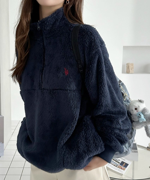 U.S. POLO ASSN.（ユーエスポロアッスン）の「【U.S. POLO ASSN. 】ダブルフェイス ボアフリース ハーフジップ プルオーバー（その他トップス・レディース・ネイビー/アイボリー/ブラック・M/L）」の19枚目の写真