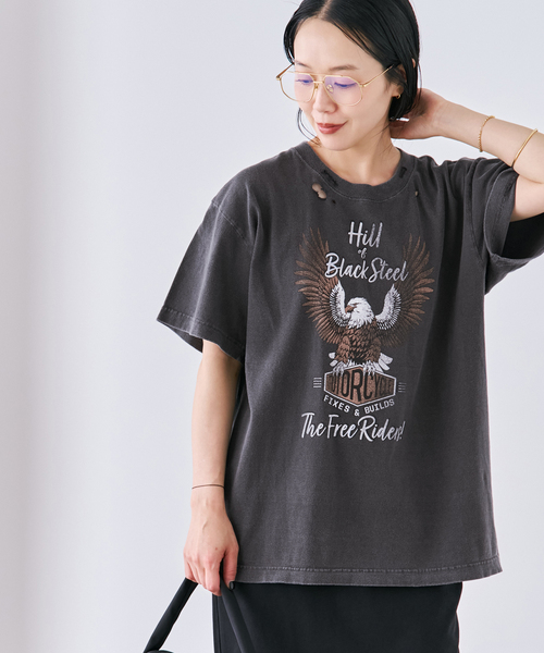 plage(プラージュ)の「EAGLE PRINT TEE(Tシャツ/カットソー・レディース・ベージュ/ブラック・FREE)」の7枚目の写真