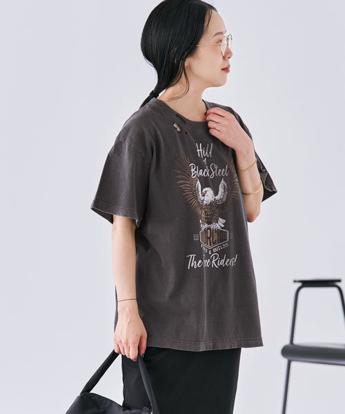 plage(プラージュ)の「EAGLE PRINT TEE(Tシャツ/カットソー・レディース・ベージュ/ブラック・FREE)」の10枚目の写真