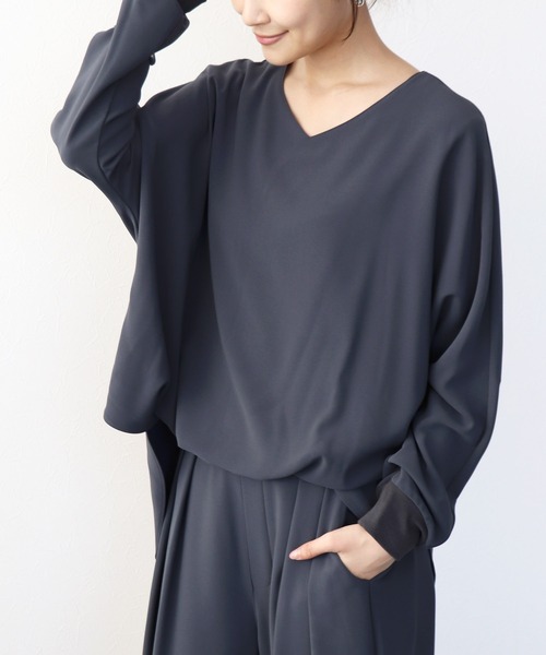 Jines(ジネス)の「ブラウジング袖リブブラウス(シャツ/ブラウス・レディース・ベージュ/ブラック/チャコールグレー/ホワイト/ネイビー・38)」の17枚目の写真