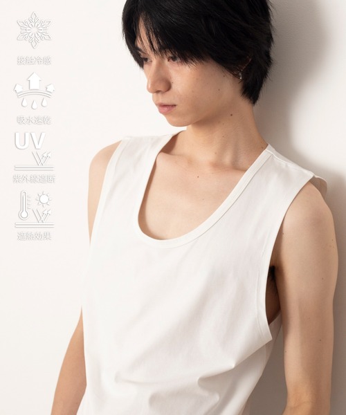 LUCY(ルーシー)の「LUCY/マルチファンクッションタンクトップ(Tシャツ/カットソー・メンズ・ホワイト/ブラック・LARGE/MEDIUM)」の2枚目の写真