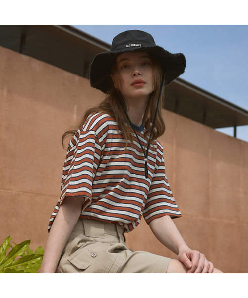 WEDNESDAYOASISFORWOMEN(ウェンズデー オアシス フォー ウーマン)の「W/ヴィンテージストライプショートスリーブTシャツ(2カラー)(Tシャツ/カットソー・レディース・ブラウン/スカイブルー・FREE)」の1枚目の写真