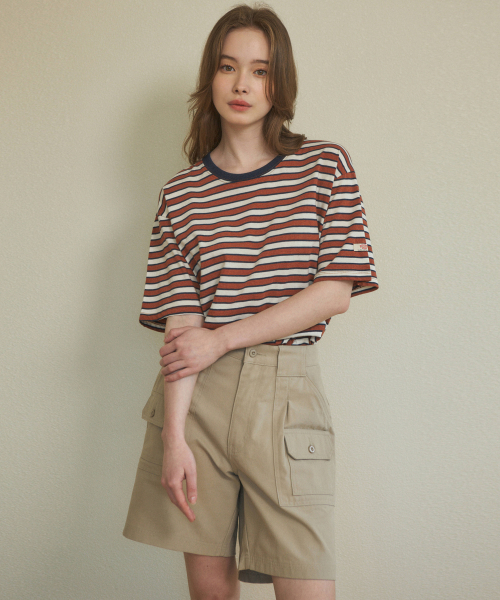 WEDNESDAYOASISFORWOMEN(ウェンズデー オアシス フォー ウーマン)の「W/ヴィンテージストライプショートスリーブTシャツ(2カラー)(Tシャツ/カットソー・レディース・ブラウン/スカイブルー・FREE)」の3枚目の写真