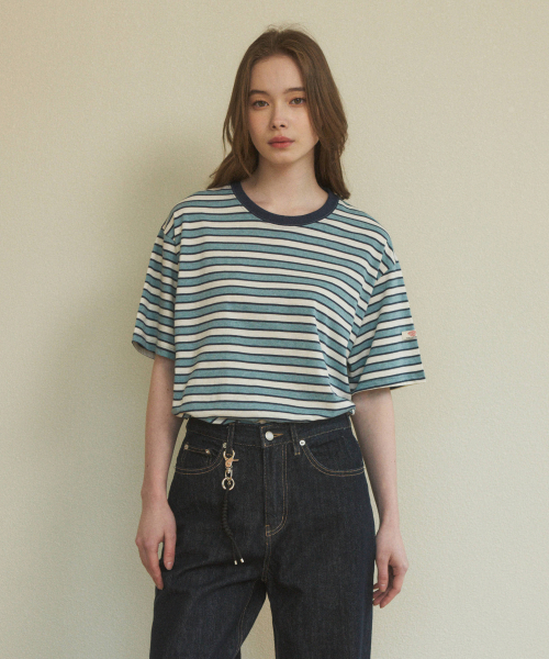 WEDNESDAYOASISFORWOMEN(ウェンズデー オアシス フォー ウーマン)の「W/ヴィンテージストライプショートスリーブTシャツ(2カラー)(Tシャツ/カットソー・レディース・ブラウン/スカイブルー・FREE)」の7枚目の写真