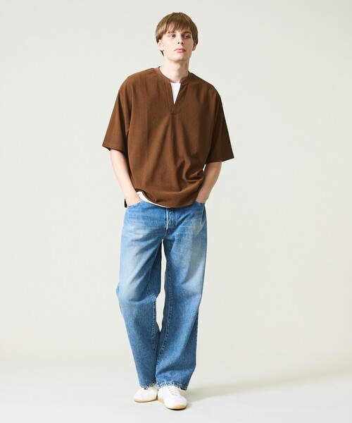 ABAHOUSE(アバハウス)の「CREPE JERSEY ヘンリーネック スキッパーTシャツ(Tシャツ/カットソー・メンズ・ブラック/ブラウン/グレー/グレイッシュベージュ・46/48)」の7枚目の写真