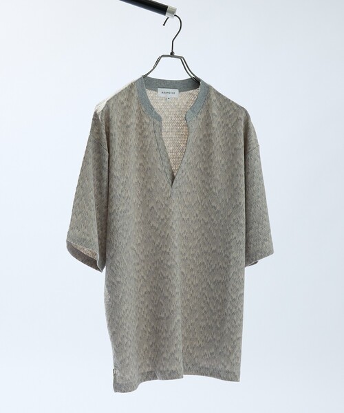 ABAHOUSE(アバハウス)の「CREPE JERSEY ヘンリーネック スキッパーTシャツ(Tシャツ/カットソー・メンズ・ブラック/ブラウン/グレー/グレイッシュベージュ・46/48)」の9枚目の写真