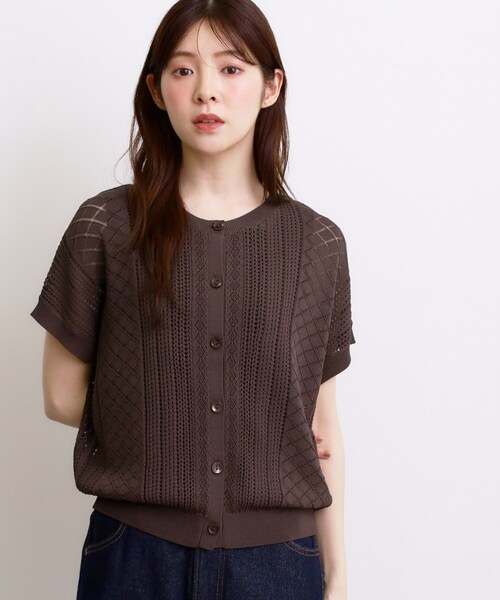 grove(グローブ)の「【2WAY・洗える】透かし編みニットベスト(ベスト・レディース・チャコールグレー/キャメル/オフホワイト・02/03/05/04)」の2枚目の写真
