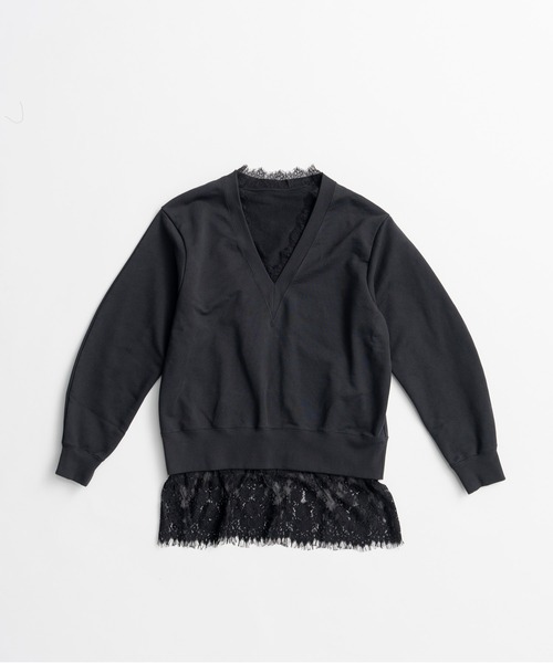 PRANK PROJECT(プランクプロジェクト)の「【2026Autumn Pre-Order】Vネックレーススウェット / V-Neck Lace Sweatshirt(スウェット・レディース・グレー/ホワイト/チャコールグレー・FREE)」の17枚目の写真
