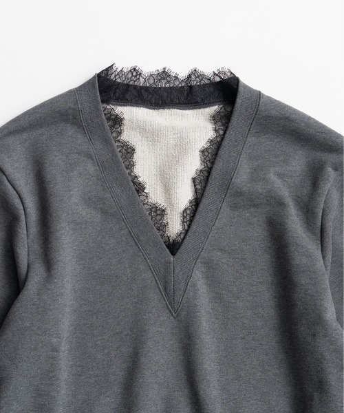 PRANK PROJECT(プランクプロジェクト)の「【2026Autumn Pre-Order】Vネックレーススウェット / V-Neck Lace Sweatshirt(スウェット・レディース・グレー/ホワイト/チャコールグレー・FREE)」の20枚目の写真