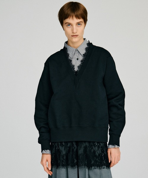 PRANK PROJECT(プランクプロジェクト)の「【2026Autumn Pre-Order】Vネックレーススウェット / V-Neck Lace Sweatshirt(スウェット・レディース・グレー/ホワイト/チャコールグレー・FREE)」の10枚目の写真