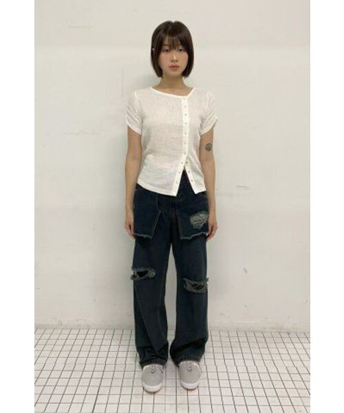 MILLO WOMEN（ミロウーマン）の「レイヤード・デストロイド・ジン [インディゴ]（デニムパンツ・レディース・その他・MEDIUM/SMALL）」の14枚目の写真