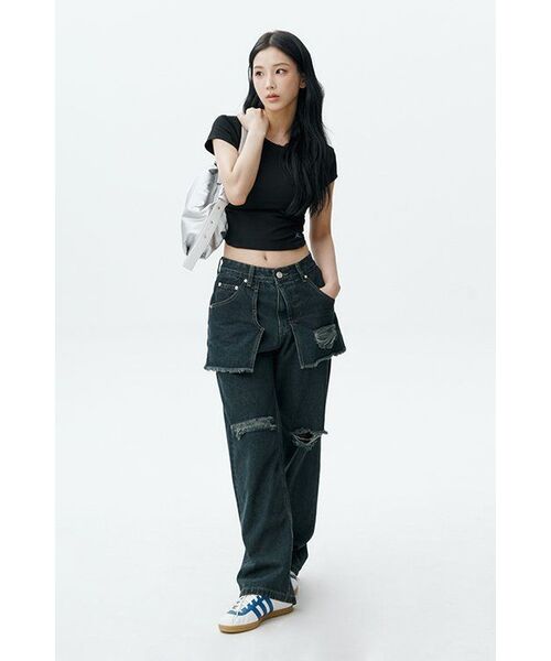 MILLO WOMEN（ミロウーマン）の「レイヤード・デストロイド・ジン [インディゴ]（デニムパンツ・レディース・その他・MEDIUM/SMALL）」の15枚目の写真