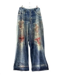 DONOBAN（ドノバン）の「【TALKING ABOUT THE ABSTRACTION】TRANSFER WIDE PANTS / 2カラー [2627AW-PT-002]（デニムパンツ）」
